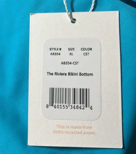 ANDIE NWT Swim The Riviera Bikini Bottom Flat Belt Bright Blue Size XL NEW