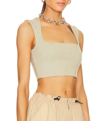 Danielle Guizio Green Celestial Square Neck Tight Tank Top