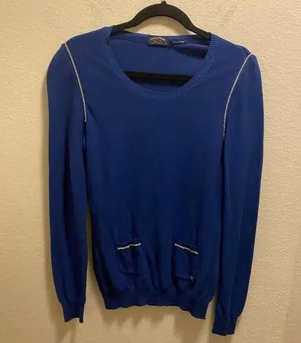 Paul & Shark Yachting Blue Chain Detail Sweater Size Medium