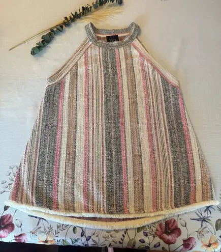 W5 striped knit halter top in a soft multicolor.