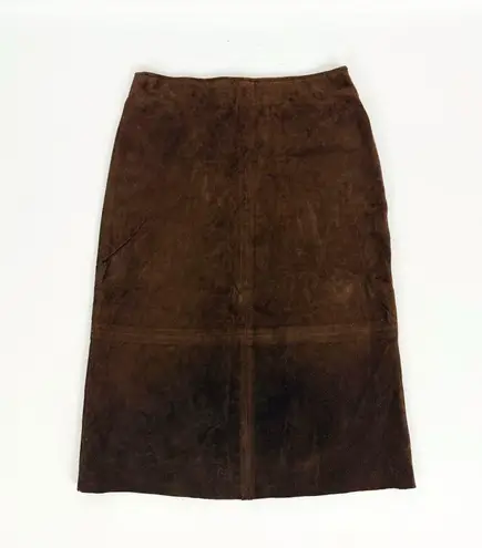 Vintage Deadstock Genuine Suede Skirt in Brown | 29” Size M