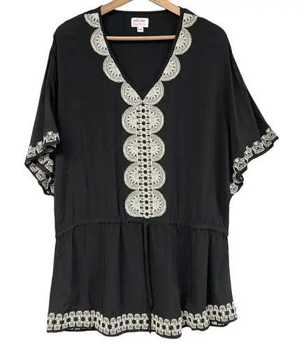 Stella & Dot Embroidered Tunic Coverup Womens XS/S Bohemian Dark Cottage Beachy
