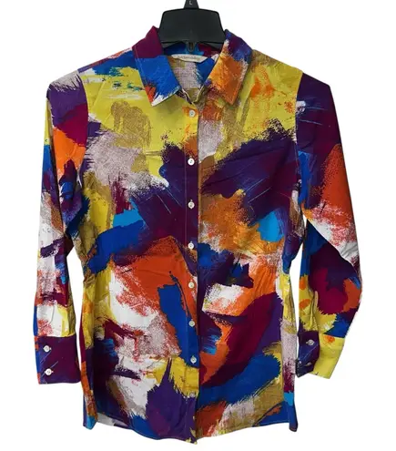 Soft Surroundings Painters Palette Gauze Buttondown Shirt Size Small Artsy