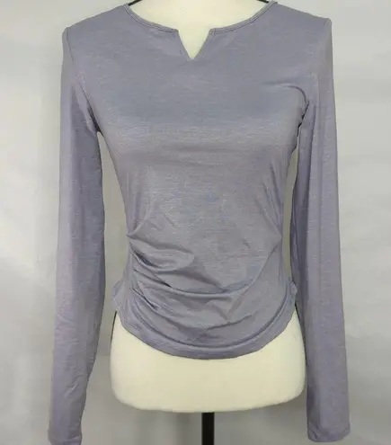 Halara Notched Ruched Thumb Hole Curved Hem Yoga Sports Top