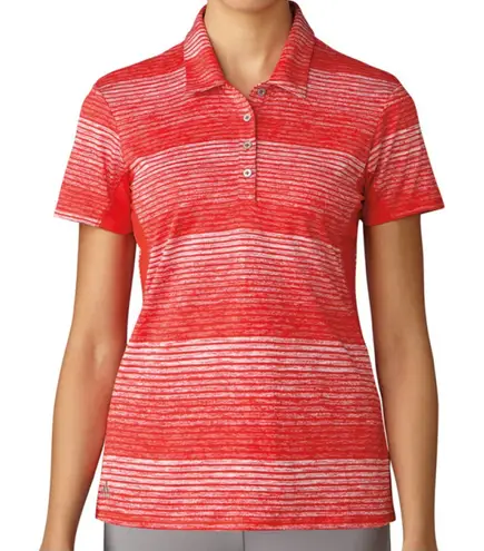 Adidas  3 Stripe Women’s Polo Red White Collared 24L 17W Stretchy Pre-owned‎ - Image 1