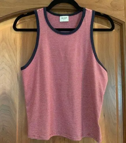 TANK TOP HIP Red White Blue Striped Patriotic MADE In U.S.A. Large M/L