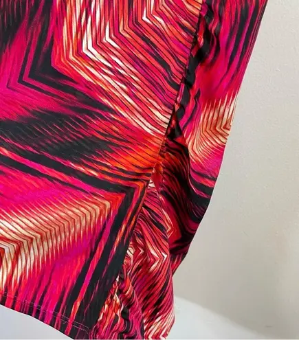 Cacique Pink Orange Black Mod Underwire Ruched Tankini long Swim Top 44D 44