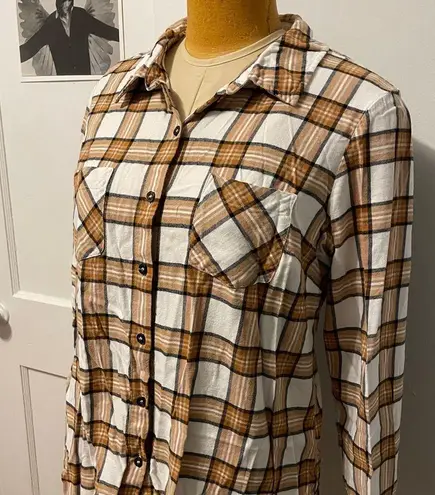 Christopher & Banks Super Soft Plaid button up long sleeve shirt