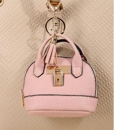 Sage Green Mini Tote Bag Keychain Coin Purse Pu Leather for Mini Pouch Zipper