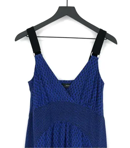 Proenza Schouler Cami Long Floral Block Print Crepe De Chine Silk Dress Blue 2