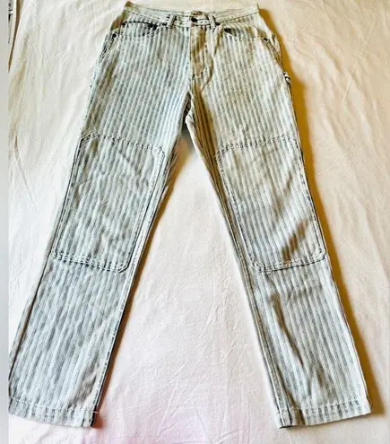 Faherty Topsail Carpenter Pant Striped Jean Size 26 Blue and White Relaxed Fit