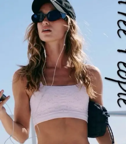 FP Movement Happy Runs Floral Bandeau Bra, XL NWT Pink