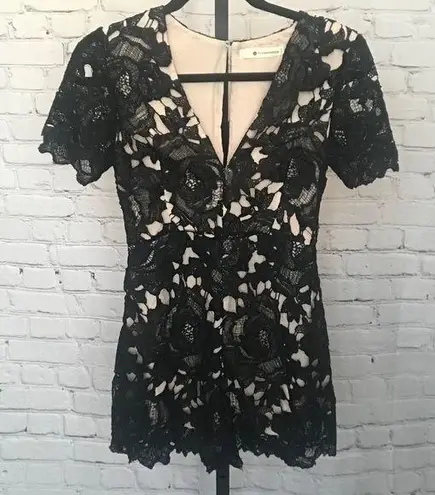 The Impeccable Pig Floral Black Lace Romper