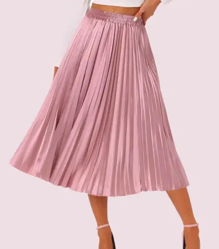 Allegra K NWT Baby Pink Metallic Pleated Skirt - Size Small