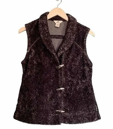 Woolrich Faux Shearling Toggle Front Shawl Collar Vest Onyx Gray Size Small