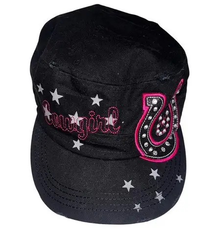Luxury Headwear Black Pink canvas Cowgirl Horse Shoe design