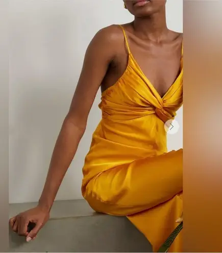 TOVE Sofia twisted beautiful gold 100% silk midi dress NEW