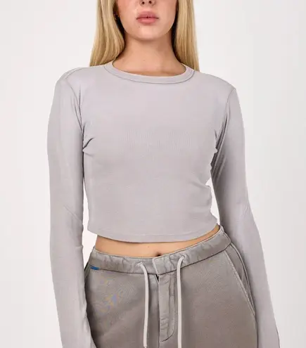 Cotton Citizen $90 New Verona Crop Long Sleeve - Gray - Small