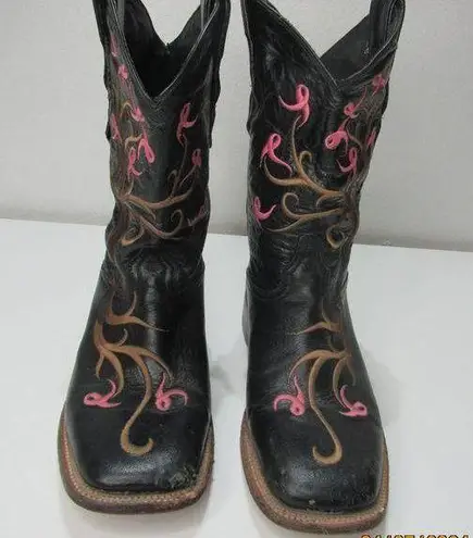 lagrange leather black boots 9.5M Women Ribbon Breast Cancer Awareness Edition Size 9.5