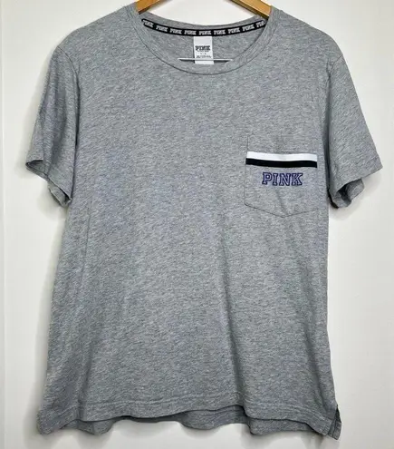 PINK - Victoria's Secret Victoria’s Secret PINK One Pocket Cotton T Shirt Gray Size Large Oversized