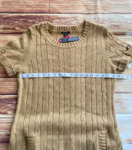 I Heart Ronson Women’s Short Sleeve Crew Neck Knit Polo Sweater Camel Dress Sz L