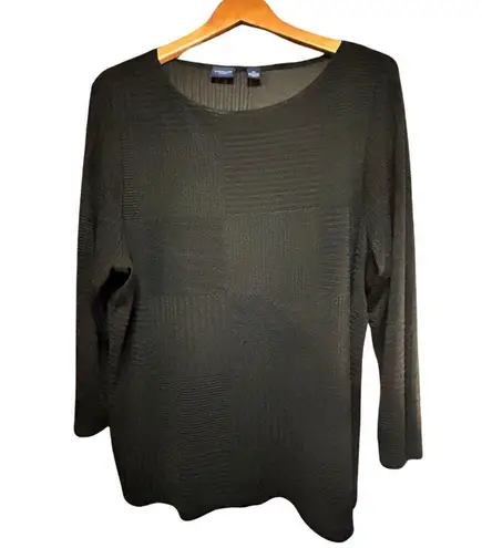 Westbound 2X Textured Long Sleeve Top - Black