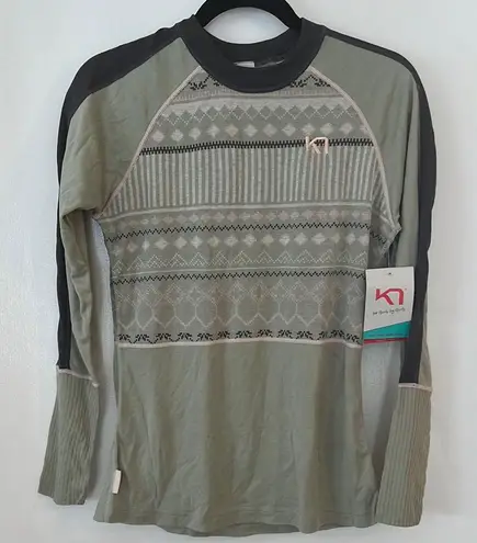 Kari Traa PERLE LS Green Patterned Women's Baselayer NWT Size M