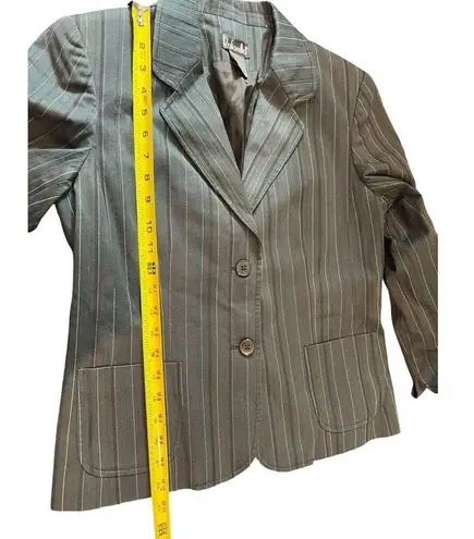 Rafaella Black Rainbow Pin Stripe 3/4 Sleeve 2 Button Stretch Blazer 8 NWT