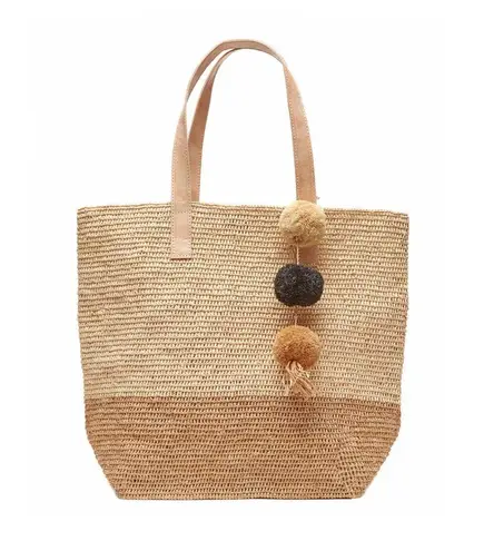 Mar Y Sol Montauk Tote Straw Bag in Sand/ Brown One Size, New w/Tag Tan