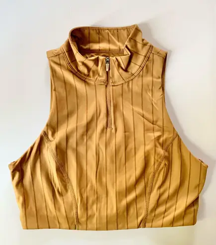 JoyLab Mustard Yellow Stripe Zipper Crop Top US Medium
