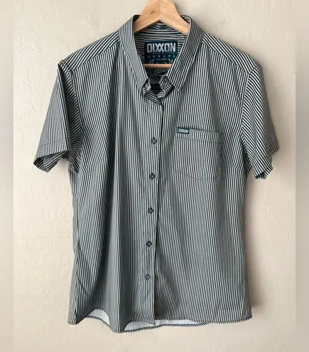Dixxon Benny triple stripe short sleeve button up shirt Sage green large