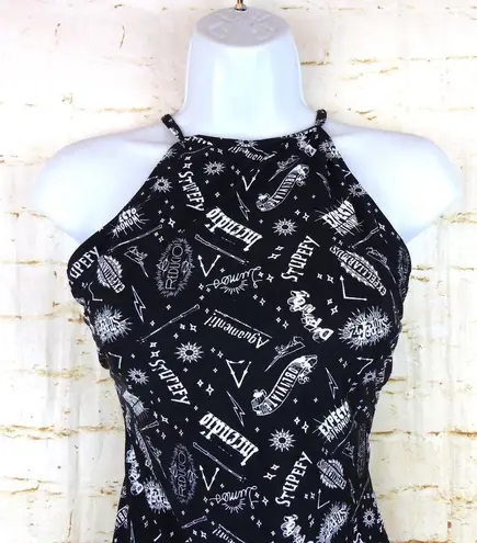 Harry Potter Spells Swimsuit Womens S Black White Spell Words Graphic Back Strap