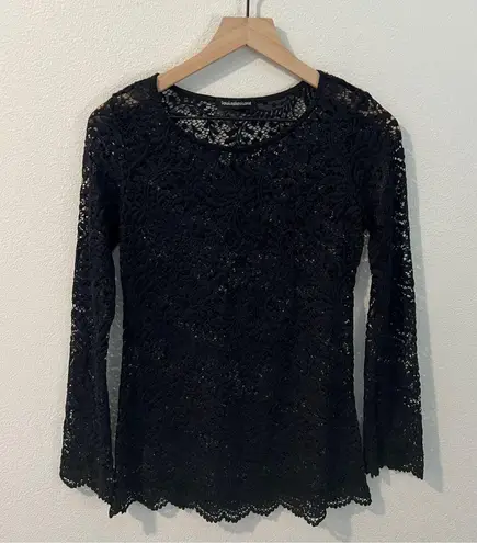You Are Not Alone Black Lace Long Sleeve Top Size S