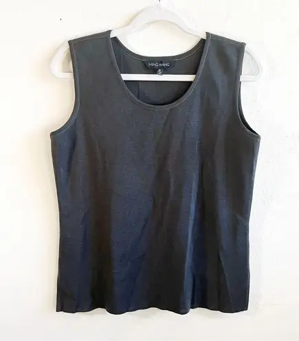 Ming Wang Tank Granite (Dark Gray) Knit Scoop Neck Sleeveless Shell Sz M EUC