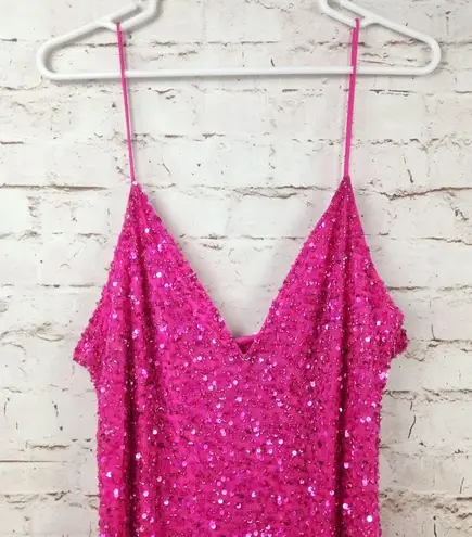 Retrofête Retrofete Billy Sequin Dress in Knockout Pink Size XL NWT Spaghetti Straps