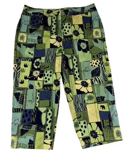 Bette&Court Apple Green Patchwork Capri Pants Size 18 NWT Resort Garden Print