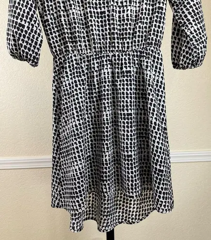 Collective Concepts Minimalist Boho Midi Dress Geometric Print 3/4 Sleeve Flattering Aesthetic XS