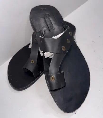 Handmade Ghana Kente Leather Sandals Flip Flops Thongs Tribal Batik Style 41 Size 10