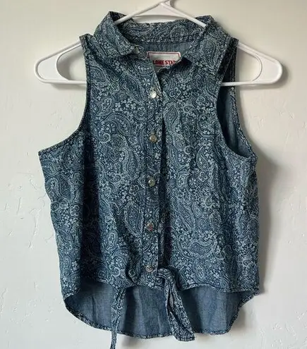 Lone Star Tie Front Sleeveless Button