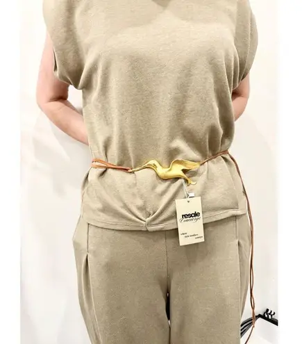 Christopher Ross Gold Bird Buckle with Suede Thin Waist Belt Womens One size Brown