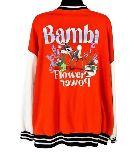 H&M  Disney Divided Bambi Oversized Varsity Letterman’s Style Sweat Jacket