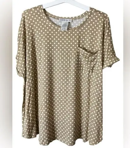 Cream and Tan Relaxed Boxy Short Sleeve Tee Size 2X