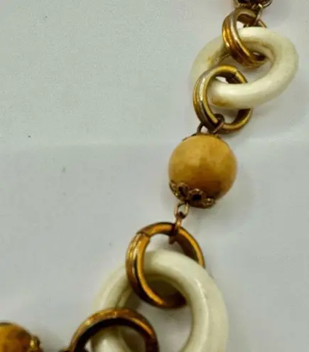 Bisou Bisou brown and white beaded necklace