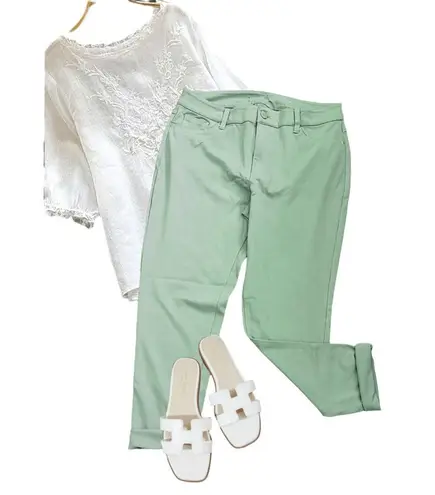 Womens Teal Ultra Stretch Midrise Skinny Jeggings Comfortable Chic Size L XL Green