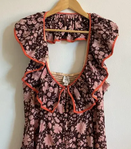 Maeve Anthro Scoop-Neck Ruffled Embroidered Midi Dress (Sz XL) floral eyelet