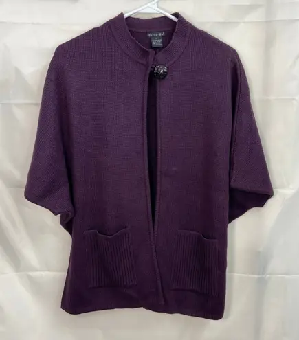 Vintage Tally Ho women's purple knit capelet poncho relaxed button sweater M Size M