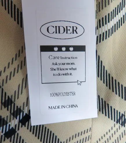 Cider Wavy Tan & Black Plaid Wide Leg Flared Pants XS Extra Small Y2k Retro