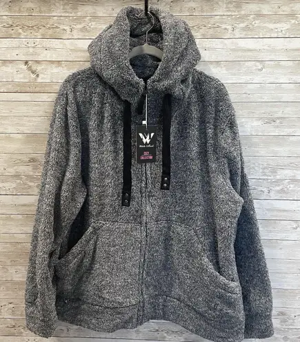 White Mark Cozy Collection Womens 2XL Jacket Gray Zip Hooded Sherpa Lounge NWT Size XXL
