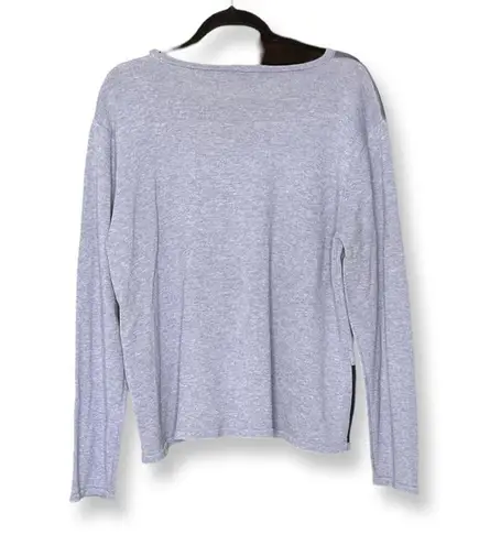 Vintage N Touch Rhinestone Studded Scoop Neck Color Block Knit Sweater Blue Size L