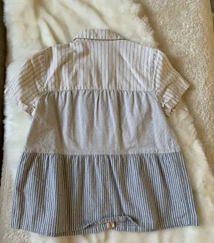 Madewell X The Denim Project Striped Tiered Blouse